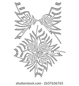 Leafy vector design. Symmetrical foliage icon. Abstract nature shape. Decorative plant figure.