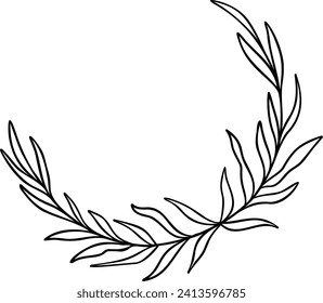 Leafy Wreath Border | Botanical Rounded Frame | Decorative Nature Element