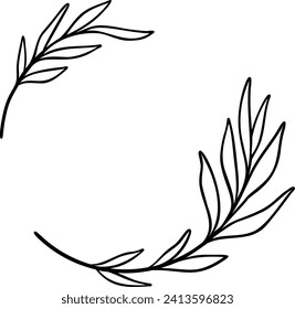 Leafy Wreath Border | Botanical Rounded Frame | Decorative Nature Element