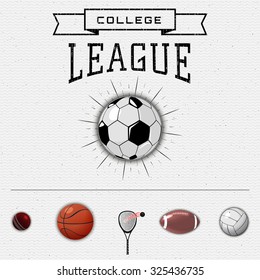 League college insignia  and labels football, basketball, volleyball, squash, tennis, cricket, rugby, American football, insignia  and labels It can be used for design