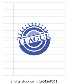 Die Liga zeichnet mit Fülleffekt. Blaue Tinte. Vektorillustration Illustration. Detaillierte Angaben.