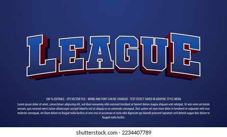 League editable text effect template with 3d style use for logo and business brand