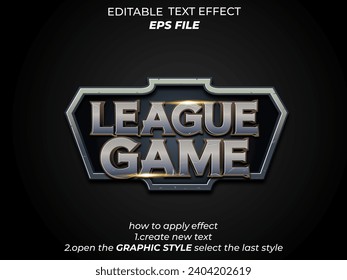 league game text effect, font editable, typography, 3d text for badge game, medieval fantasy and  rpg games. vector template