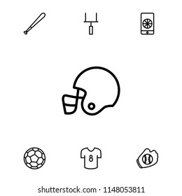 League icon. collection of 7 league outline icons such as football on phone, goal post, football t shirt, baseball glove. editable league icons for web and mobile.