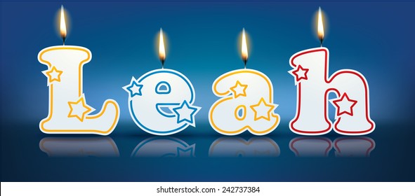 LEAH written with burning candles - vector illustration