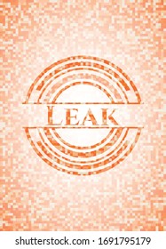 Leak abstract orange mosaic emblem with background 