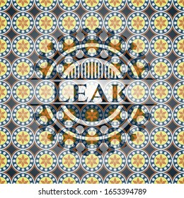 Leak arabic badge background. Arabesque decoration.