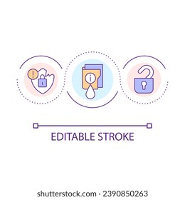 Leak company information loop concept icon. Data breach. Violation of confidentiality in workplace abstract idea thin line illustration. Isolated outline drawing. Editable stroke