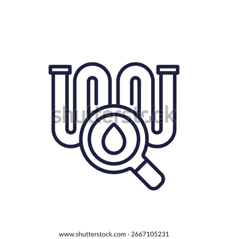 leak detection line icon with a pipe on white