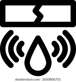 Detector de vazamento, sensor de água, ícone de contorno de detecção de vazamento