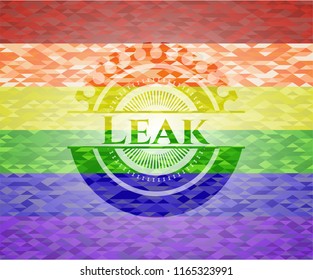 Leak emblem on mosaic background with the colors of the LGBT flag
