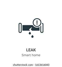 Leak glyph icon vector on white background. Flat vector leak icon symbol sign from modern smart house collection for mobile concept and web apps design.