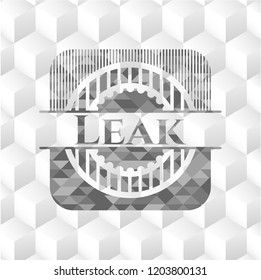 Leak grey badge with geometric cube white background