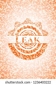 Leak orange tile background illustration. Square geometric mosaic seamless pattern with emblem inside.