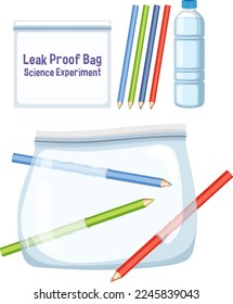 Leak proof bag science experiment illustration