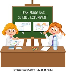 Leak proof bag science experiment illustration