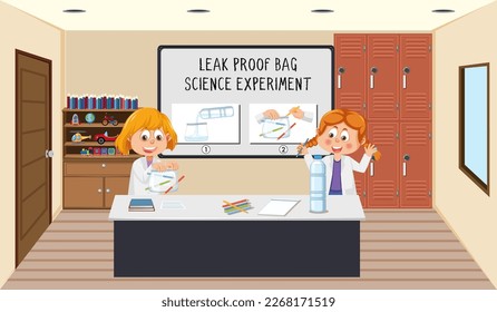 Leak proof bag science experiment illustration