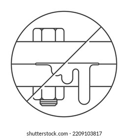 Leak Protection Gasket For Car Oil Pan Thin Line Icon - Strikethrough Leaking Motor Oil Between Pan And Engine