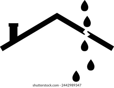 leak roof icon. leaking roof house sign. ceiling leak symbol. flat style.