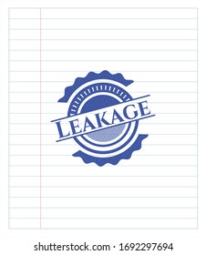 Leakage emblem with pen effect. Blue ink. Vector Illustration. Detailed.