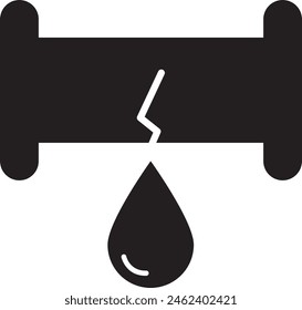 Leakage pipe icon flat vector illustration, crack and plumber, oil leak sign, vector graphics