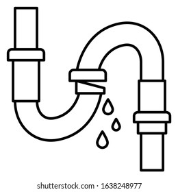 Leaked Bend Pipe Concept. Plumber Fitting Tube Leakage Issue Vector Icon design. Joint Damaged Symbol.
