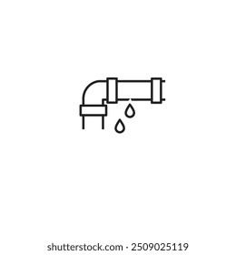 Leaked pipe. Damaged pipe. water flows from iron pipes. Water dripping as droplets from leakage. Fix pipe, Plumber icon flat vector illustration isolated on white background. Flat trendy icon