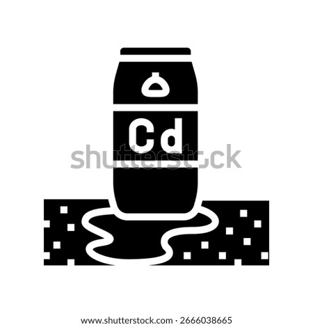 leaking barrels cadmium contaminating soil glyph icon vector. leaking barrels cadmium contaminating soil sign. isolated symbol illustration