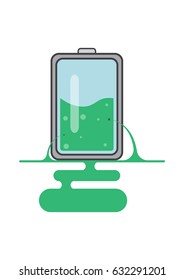 Leaking battery, vector image, flat design