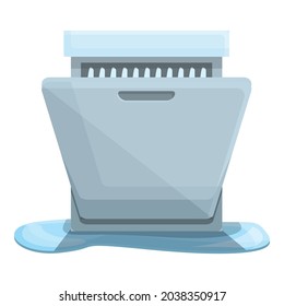 Leaking dishwasher icon cartoon vector. Plumber service. Broken pipeline