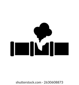 leaking gas pipe icon, flat style pictogram icon for ui or ux mobile app, vector illustration logo symbol design, isolated on white