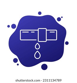 leaking pipe icon, line vector
