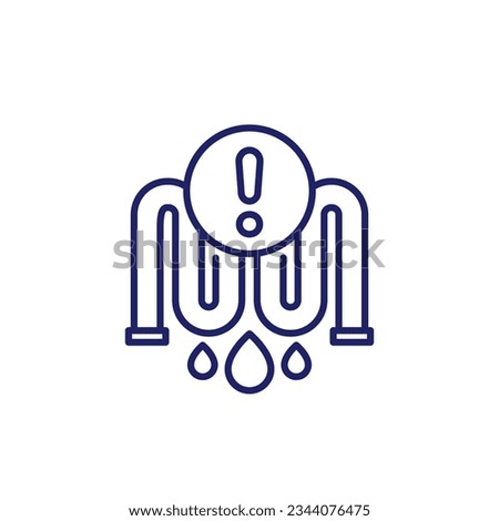 leaking pipe icon, water leakage line vector
