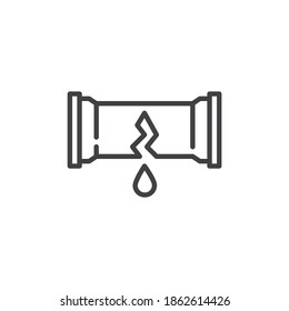 Leaking pipe line icon. linear style sign for mobile concept and web design. Broken water pipe outline vector icon. Symbol, logo illustration. Vector graphics