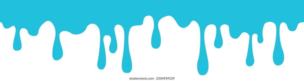 Leaking water border. Blue liquid spilling from top