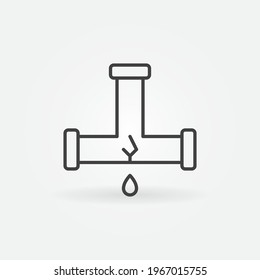 Leaking Water Pipe vector Plumbing concept icon or symbol in thin line style