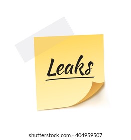 Leaks Stick Note Vector Illustration