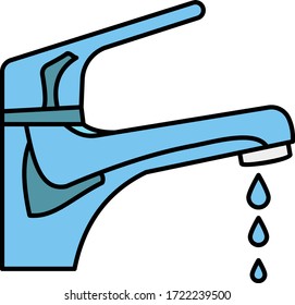 Leaky Faucet Concept Vector Color Icon Design, Damaged Wash basin Fixture water Tap on white background