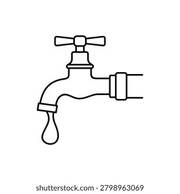 Leaky Faucet with Dripping Water vector icon. Dripping Faucet Water Leak illustration.