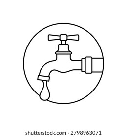 Leaky Faucet with Dripping Water vector icon. Dripping Faucet Water Leak illustration.