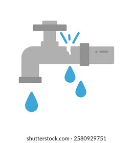 leaky faucet flat icon illustration