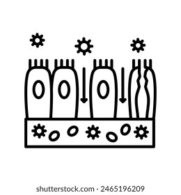 Leaky gut line black icon. Diseases of gastrointestinal tract.Sign for web page, mobile app, button, logo. Vector isolated button. Editable stroke.
