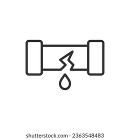 Leaky pipe, linear icon. Line with editable stroke