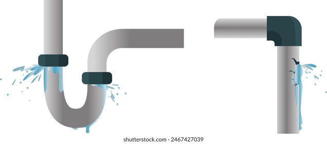 Grafik-Illustration für undichte Vektorgrafiken, wie ein undichtes Rohr erkannt und repariert wird