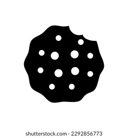 Undichte runde Cookie-Symbol auf weißem Hintergrund.EPS