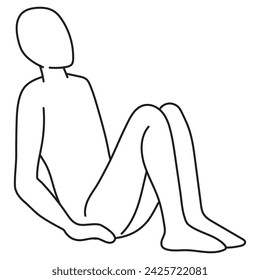 Lean back body gesture in outline and vector format.