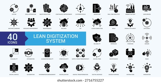 Lean Digitization Icon Pack Ilustración Vector Glifo Estilo