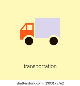 Lean manufacturing flat icon with illustration of areas of lean manufacturing. vector. with word "transportation"