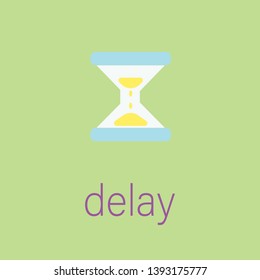Lean manufacturing flat icon with illustration of areas of lean manufacturing. vector. with word "delay"
