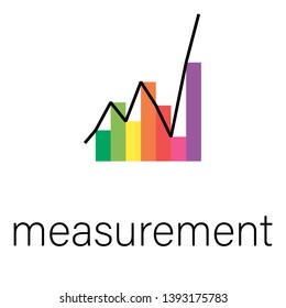 Lean manufacturing flat icon with illustration of areas of lean manufacturing. vector. with word "measurement"